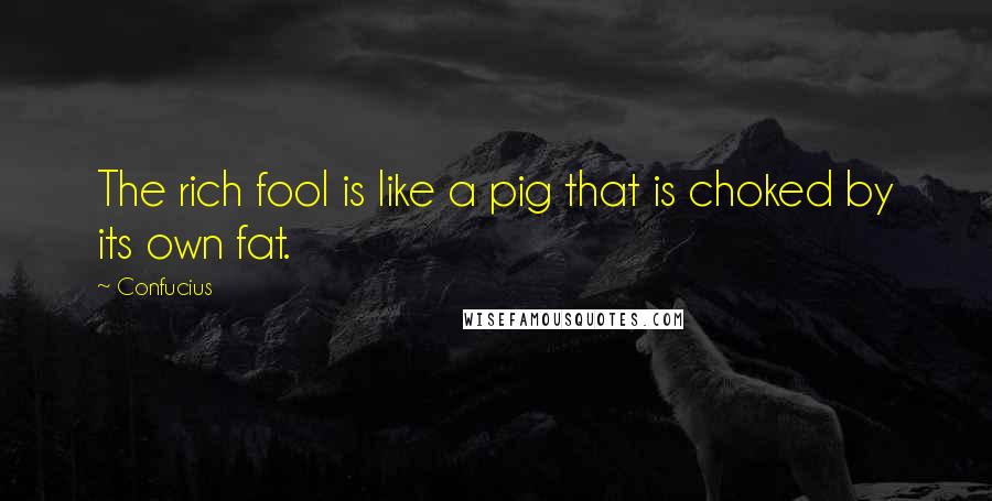 Confucius Quotes: The rich fool is like a pig that is choked by its own fat.