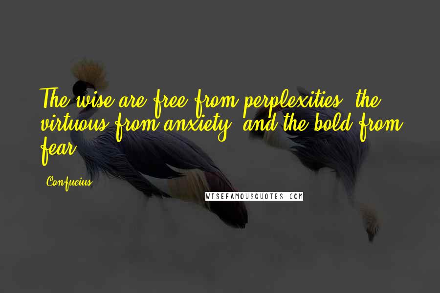 Confucius Quotes: The wise are free from perplexities; the virtuous from anxiety; and the bold from fear.