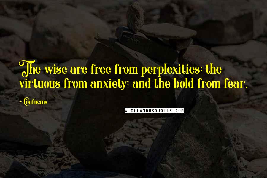 Confucius Quotes: The wise are free from perplexities; the virtuous from anxiety; and the bold from fear.