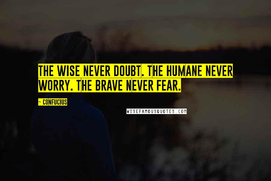 Confucius Quotes: The wise never doubt. The Humane never worry. The brave never fear.
