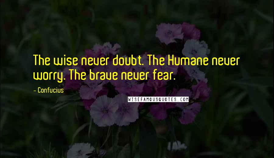 Confucius Quotes: The wise never doubt. The Humane never worry. The brave never fear.