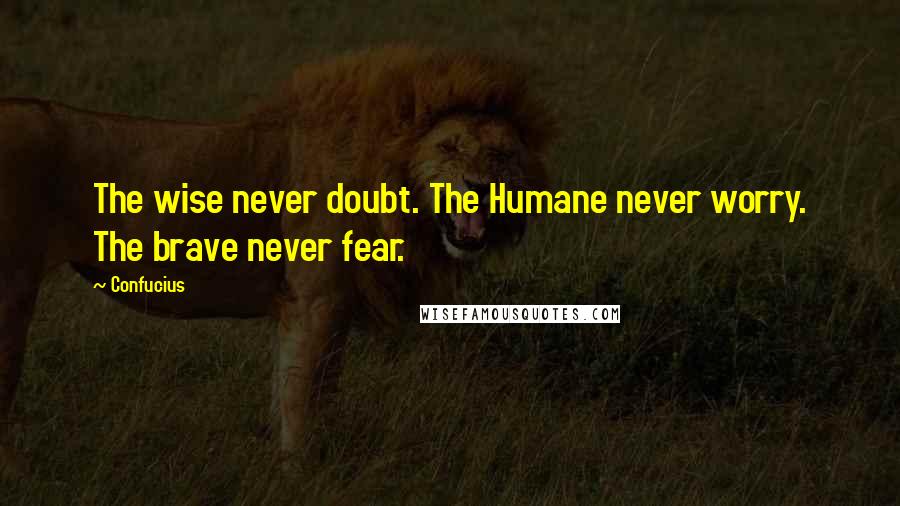 Confucius Quotes: The wise never doubt. The Humane never worry. The brave never fear.