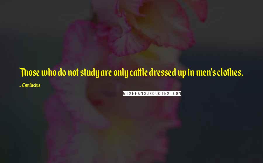 Confucius Quotes: Those who do not study are only cattle dressed up in men's clothes.