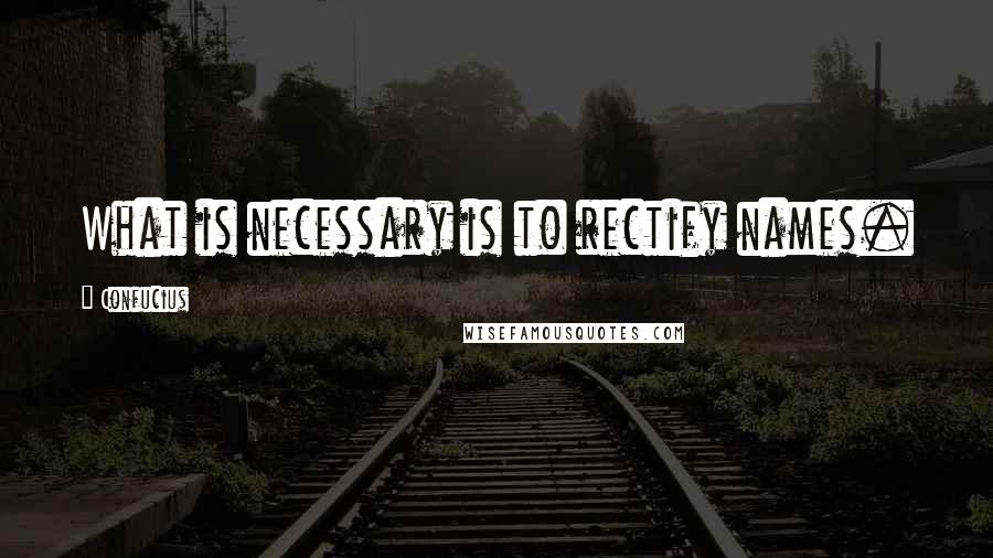 Confucius Quotes: What is necessary is to rectify names.
