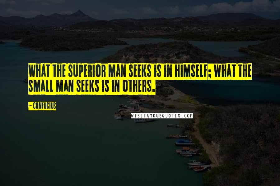 Confucius Quotes: What the superior man seeks is in himself; what the small man seeks is in others.