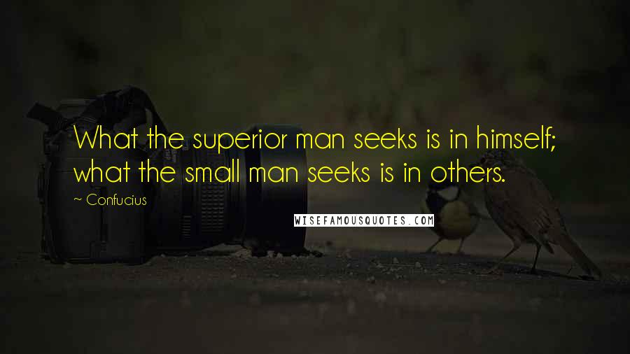 Confucius Quotes: What the superior man seeks is in himself; what the small man seeks is in others.