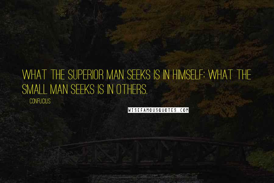 Confucius Quotes: What the superior man seeks is in himself; what the small man seeks is in others.