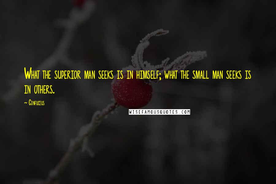 Confucius Quotes: What the superior man seeks is in himself; what the small man seeks is in others.