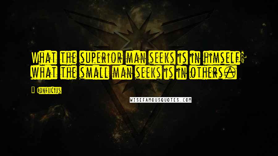 Confucius Quotes: What the superior man seeks is in himself; what the small man seeks is in others.