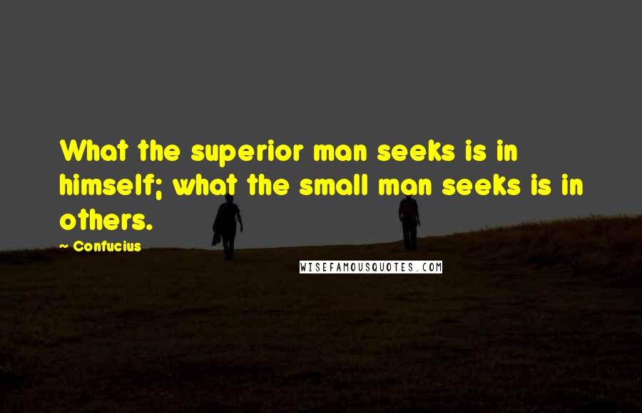 Confucius Quotes: What the superior man seeks is in himself; what the small man seeks is in others.