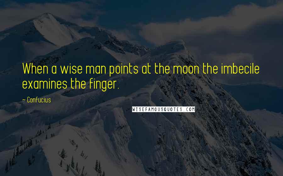 Confucius Quotes: When a wise man points at the moon the imbecile examines the finger.