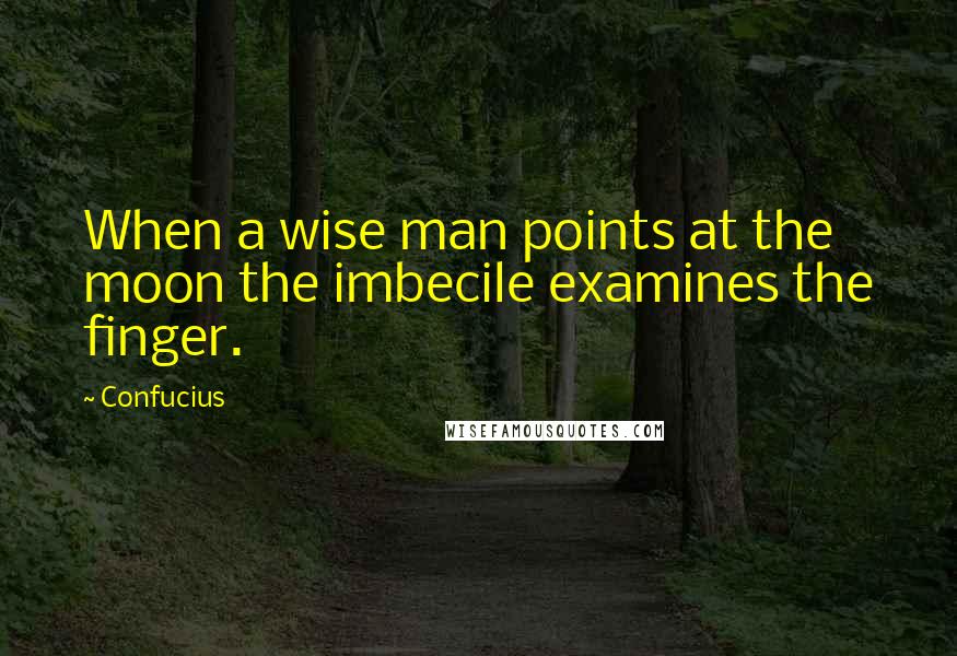 Confucius Quotes: When a wise man points at the moon the imbecile examines the finger.