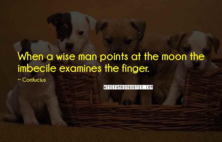 Confucius Quotes: When a wise man points at the moon the imbecile examines the finger.