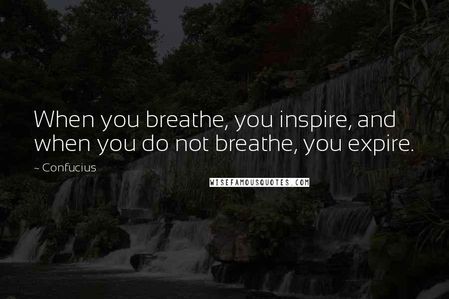 Confucius Quotes: When you breathe, you inspire, and when you do not breathe, you expire.