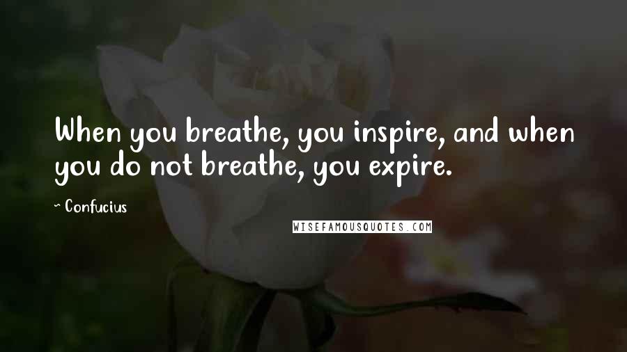 Confucius Quotes: When you breathe, you inspire, and when you do not breathe, you expire.