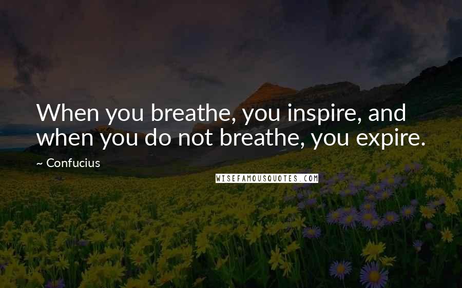 Confucius Quotes: When you breathe, you inspire, and when you do not breathe, you expire.