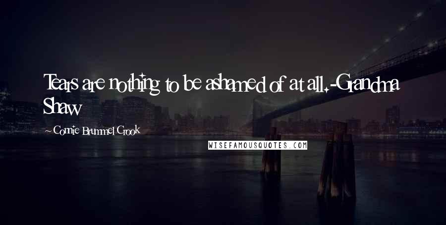 Connie Brummel Crook Quotes: Tears are nothing to be ashamed of at all.-Grandma Shaw