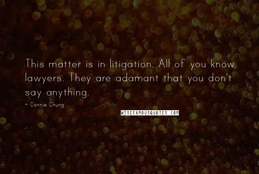 Connie Chung Quotes: This matter is in litigation. All of you know lawyers. They are adamant that you don't say anything.