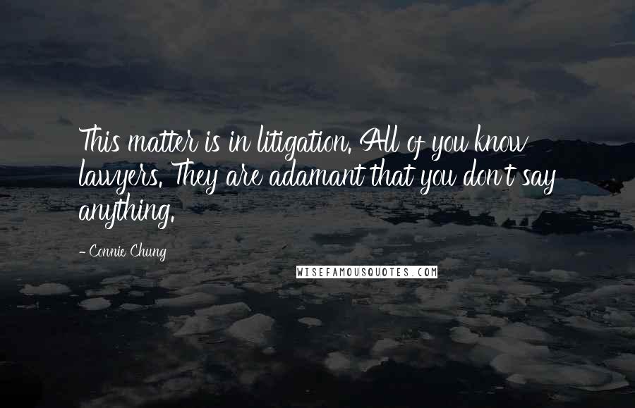 Connie Chung Quotes: This matter is in litigation. All of you know lawyers. They are adamant that you don't say anything.