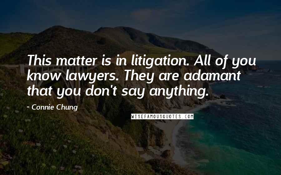 Connie Chung Quotes: This matter is in litigation. All of you know lawyers. They are adamant that you don't say anything.