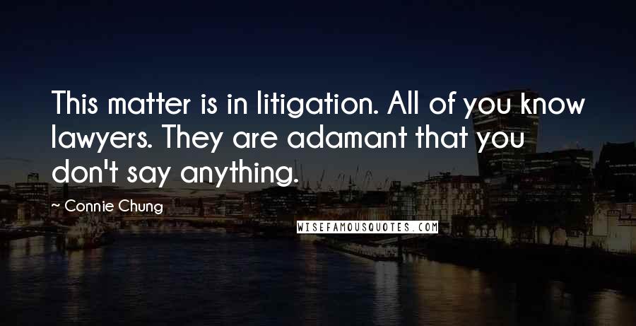 Connie Chung Quotes: This matter is in litigation. All of you know lawyers. They are adamant that you don't say anything.