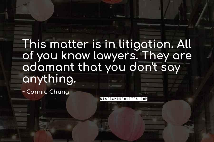 Connie Chung Quotes: This matter is in litigation. All of you know lawyers. They are adamant that you don't say anything.