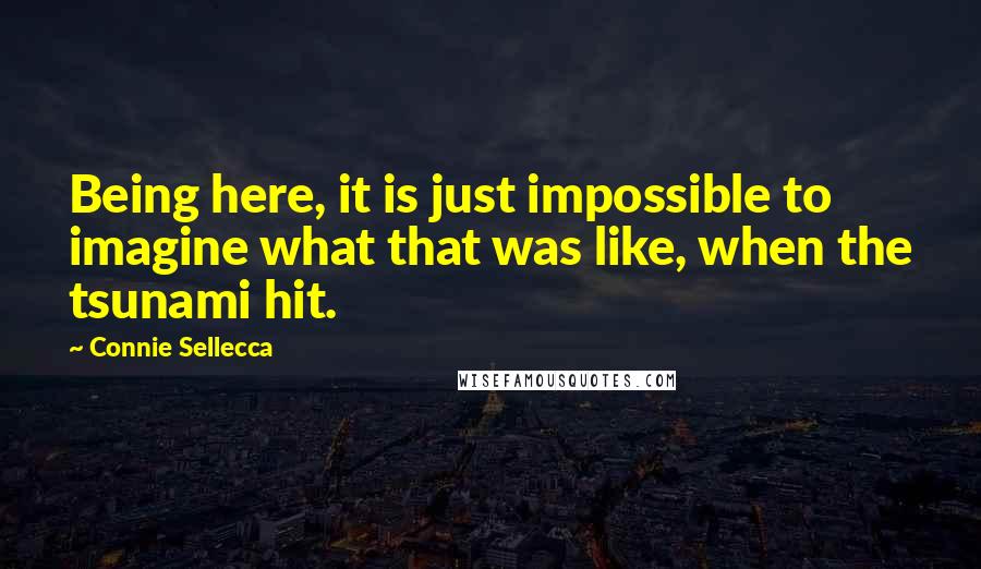 Connie Sellecca Quotes: Being here, it is just impossible to imagine what that was like, when the tsunami hit.