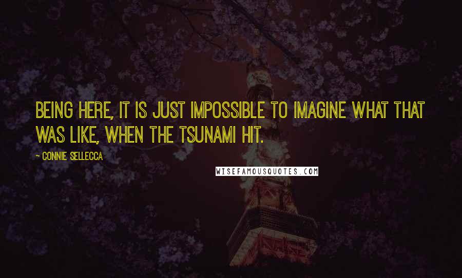 Connie Sellecca Quotes: Being here, it is just impossible to imagine what that was like, when the tsunami hit.