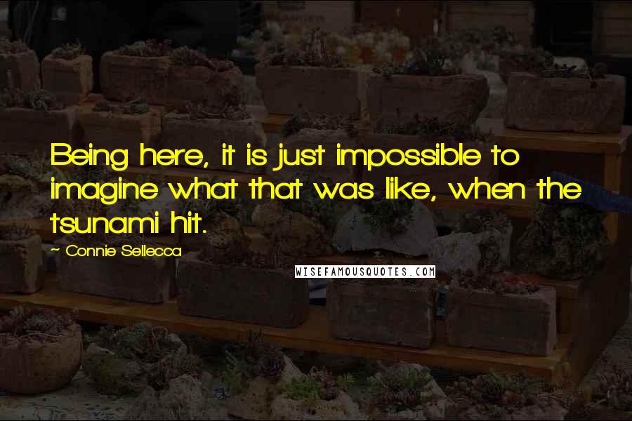 Connie Sellecca Quotes: Being here, it is just impossible to imagine what that was like, when the tsunami hit.