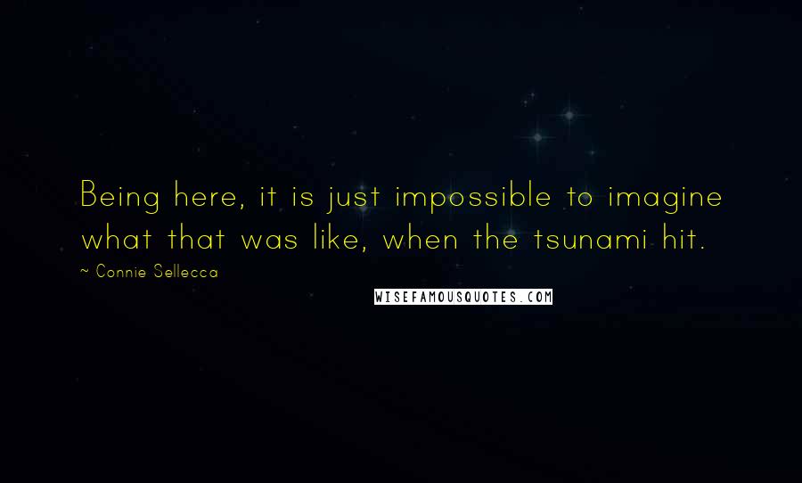 Connie Sellecca Quotes: Being here, it is just impossible to imagine what that was like, when the tsunami hit.