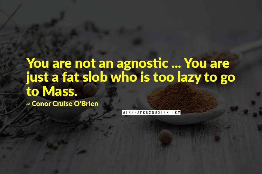 Conor Cruise O'Brien Quotes: You are not an agnostic ... You are just a fat slob who is too lazy to go to Mass.