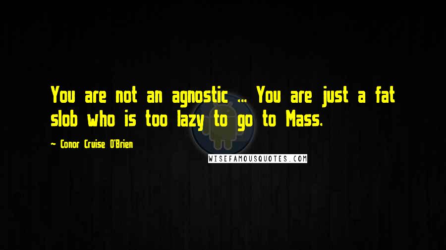 Conor Cruise O'Brien Quotes: You are not an agnostic ... You are just a fat slob who is too lazy to go to Mass.