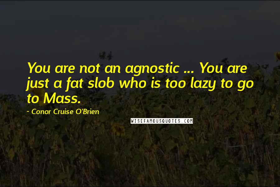 Conor Cruise O'Brien Quotes: You are not an agnostic ... You are just a fat slob who is too lazy to go to Mass.