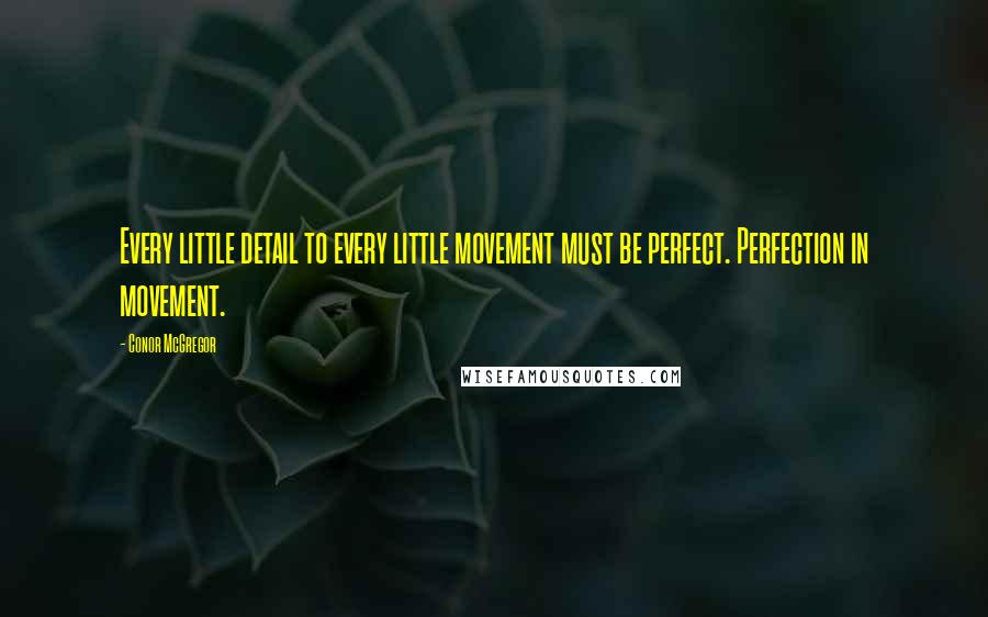 Conor McGregor Quotes: Every little detail to every little movement must be perfect. Perfection in movement.