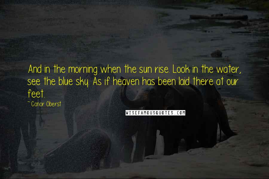 Conor Oberst Quotes: And in the morning when the sun rise. Look in the water, see the blue sky. As if heaven has been laid there at our feet.