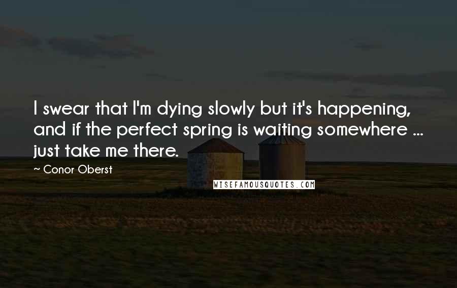 Conor Oberst Quotes: I swear that I'm dying slowly but it's happening, and if the perfect spring is waiting somewhere ... just take me there.