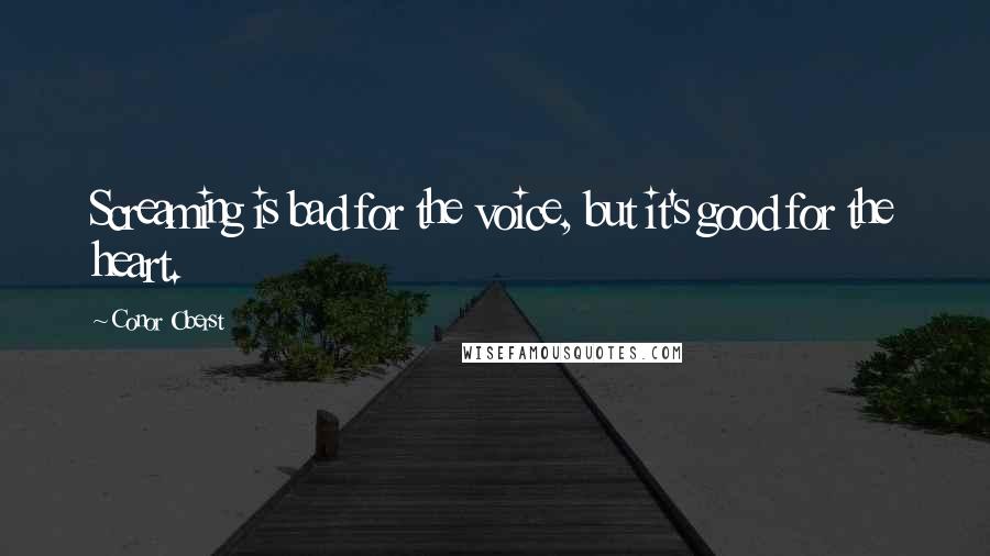 Conor Oberst Quotes: Screaming is bad for the voice, but it's good for the heart.