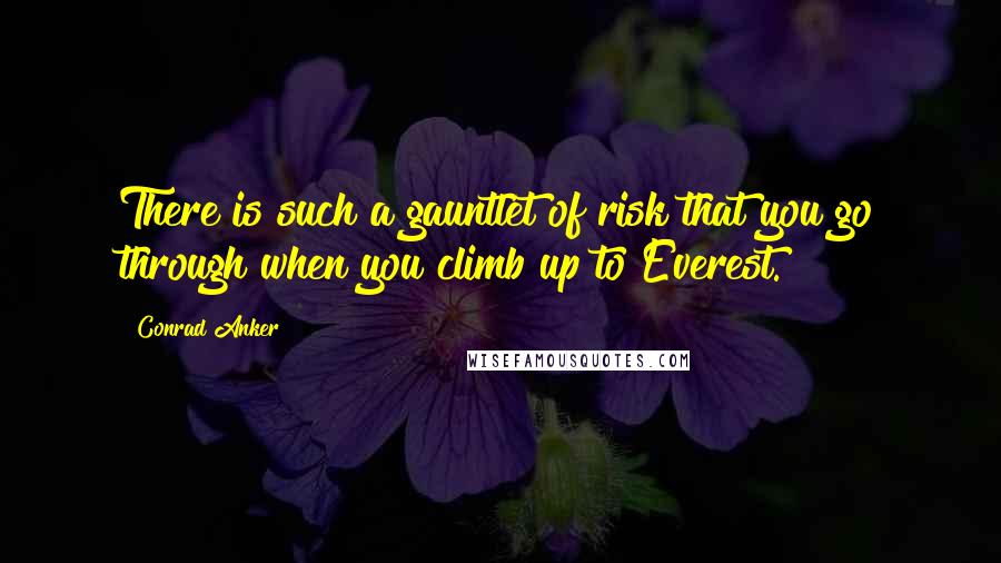 Conrad Anker Quotes: There is such a gauntlet of risk that you go through when you climb up to Everest.