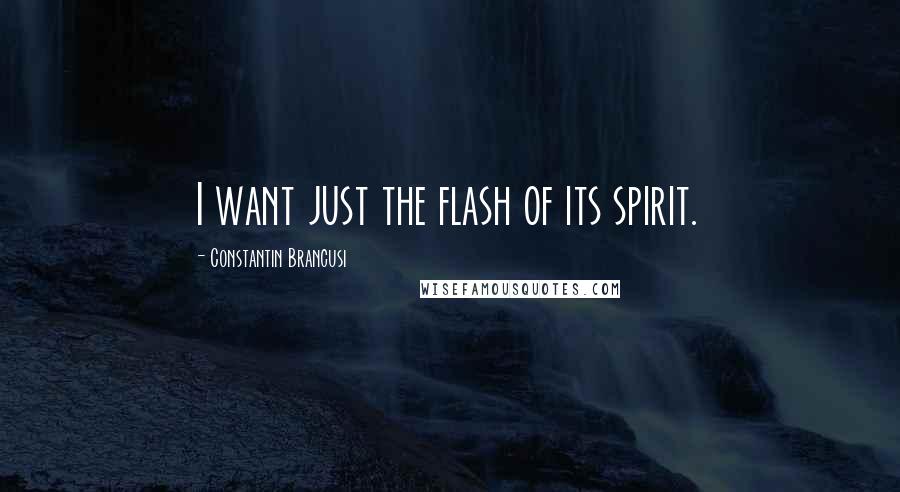 Constantin Brancusi Quotes: I want just the flash of its spirit.