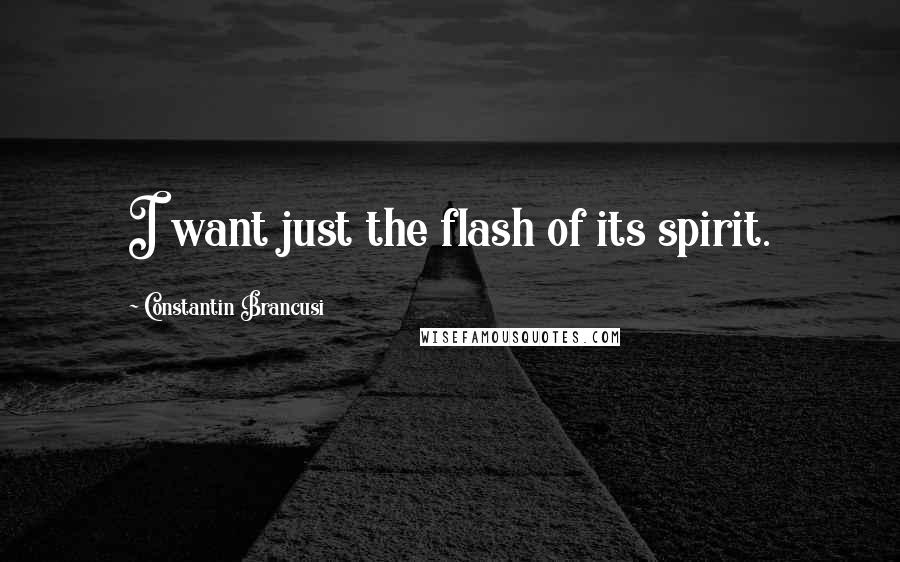 Constantin Brancusi Quotes: I want just the flash of its spirit.