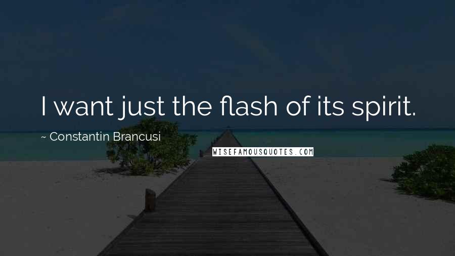 Constantin Brancusi Quotes: I want just the flash of its spirit.