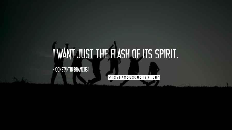 Constantin Brancusi Quotes: I want just the flash of its spirit.