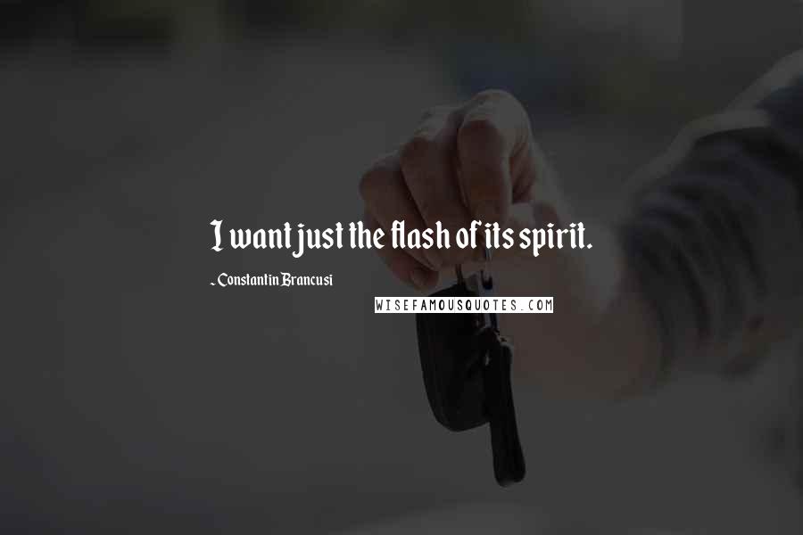 Constantin Brancusi Quotes: I want just the flash of its spirit.