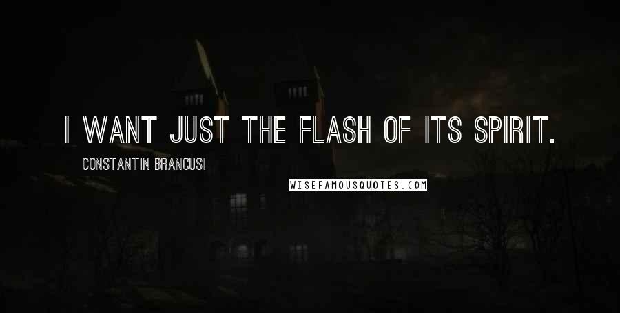 Constantin Brancusi Quotes: I want just the flash of its spirit.