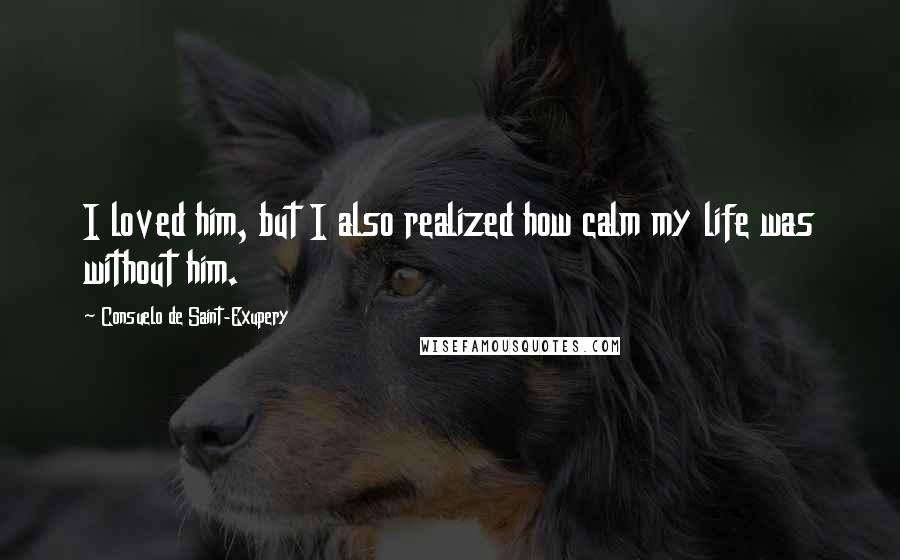Consuelo De Saint-Exupery Quotes: I loved him, but I also realized how calm my life was without him.