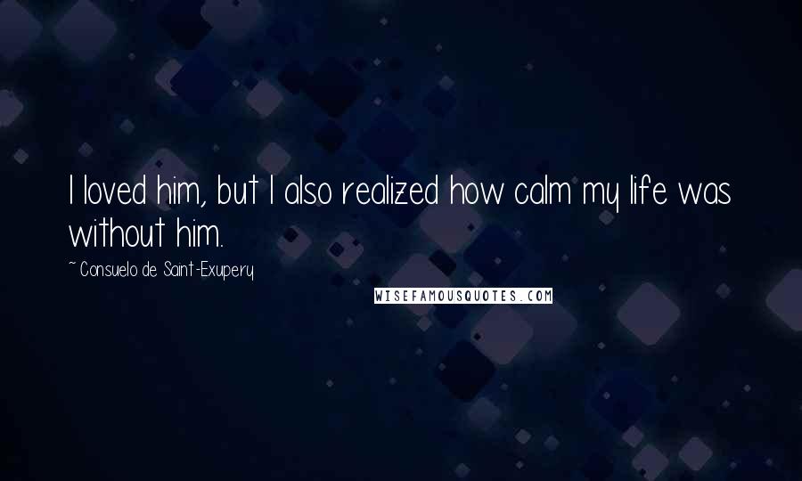 Consuelo De Saint-Exupery Quotes: I loved him, but I also realized how calm my life was without him.