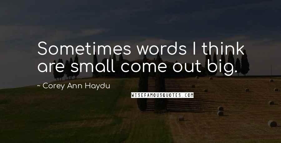 Corey Ann Haydu Quotes: Sometimes words I think are small come out big.