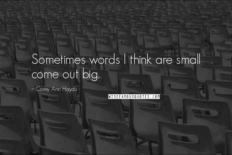 Corey Ann Haydu Quotes: Sometimes words I think are small come out big.