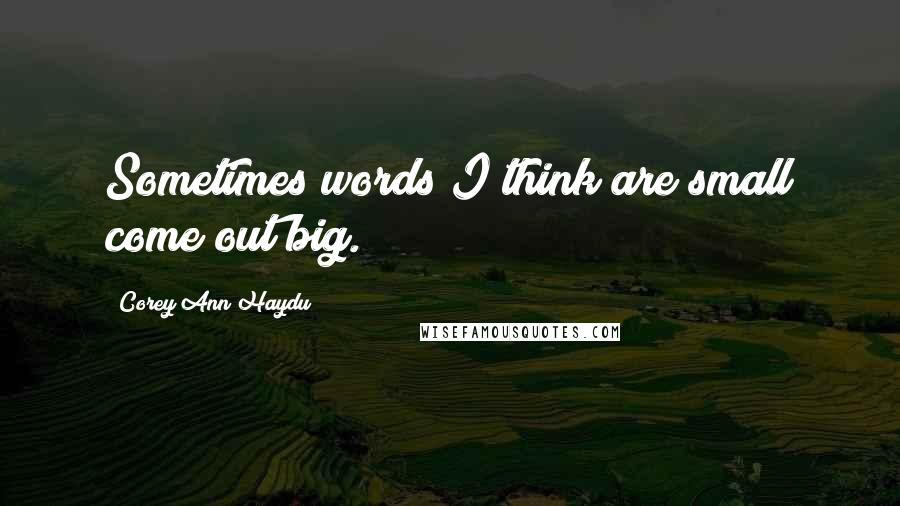 Corey Ann Haydu Quotes: Sometimes words I think are small come out big.