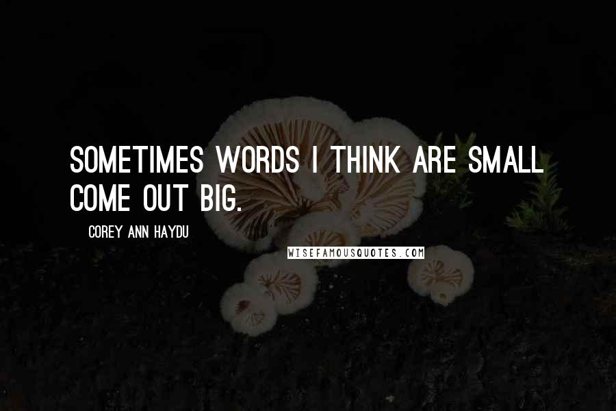 Corey Ann Haydu Quotes: Sometimes words I think are small come out big.